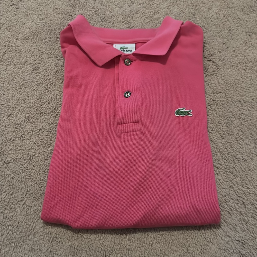 Pink Lacoste Pima cotton polo